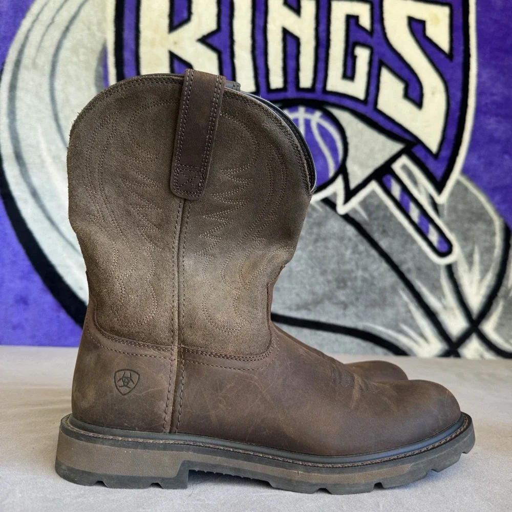 Size 10 - Ariat Style 10014238  Pull-On Distressed Brown Work Boots Men's
